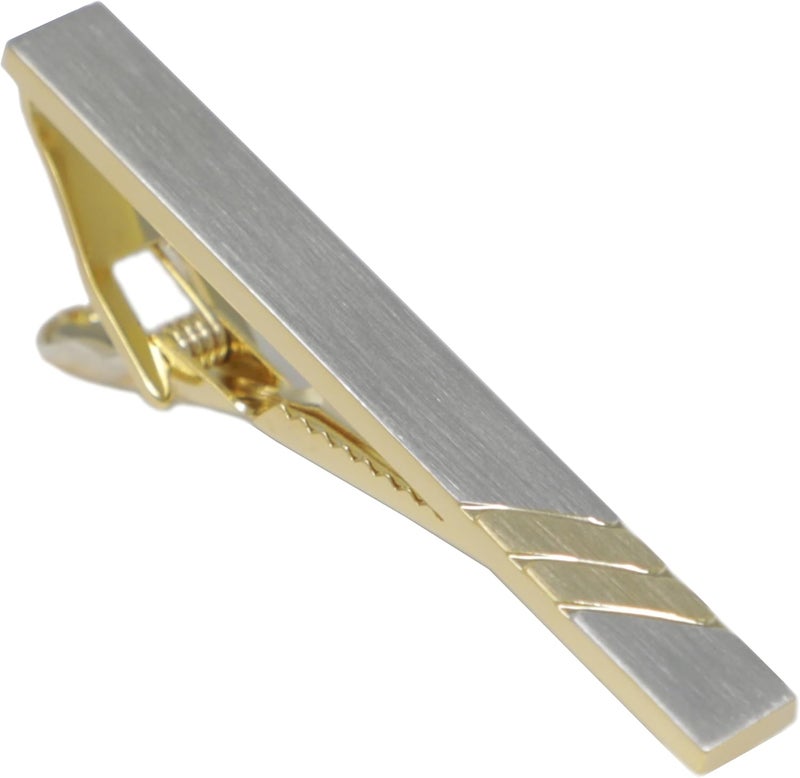 MENDEPOT Classic Silver And Gold Bi-tone Plating Tie Clips With Gift Box Men Fashion Tie bar - Image 2
